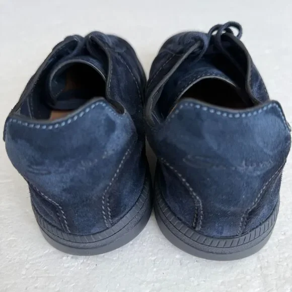 Size 7.5 - Santoni Men's Navy Cube Suede Low-Top Sneakers MADE IN ITALY - Picture 10 of 11